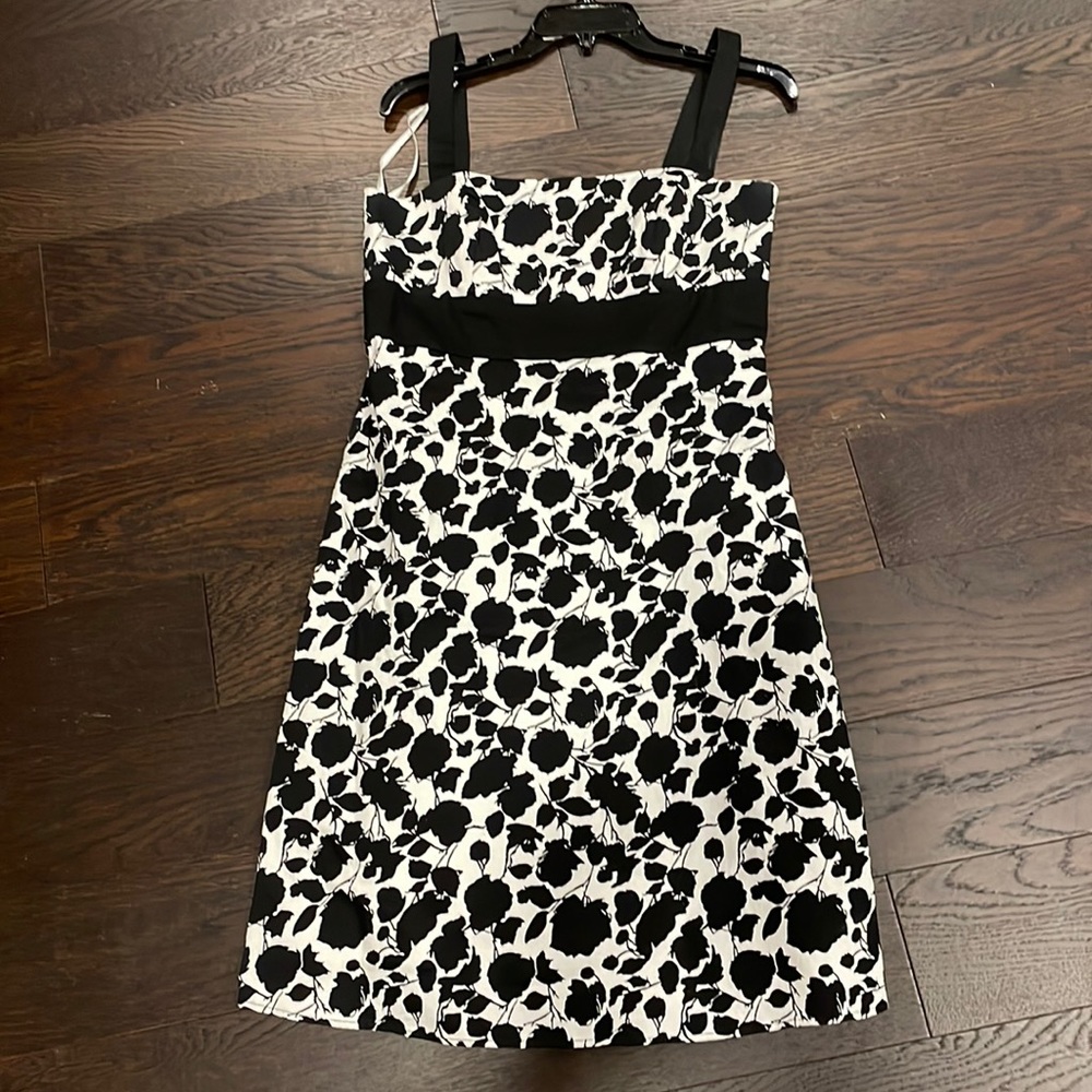 BCBG Paris black and white floral dress, size 10